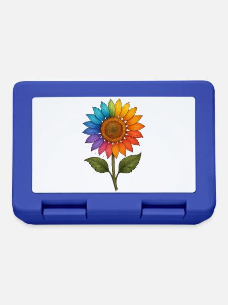 Rainbow Sunflower – Farbenfrohes Blumendesign mit - Brotdose - Royalblau