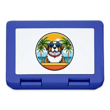St Bernard Dog Breed Cartoon Sunglasses Beach - Lunchbox - royal blue - Front