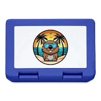 Biber Lustige Cartoon Sommer Strand Sonnenbrille Cool - Brotdose - Royalblau - Vorne
