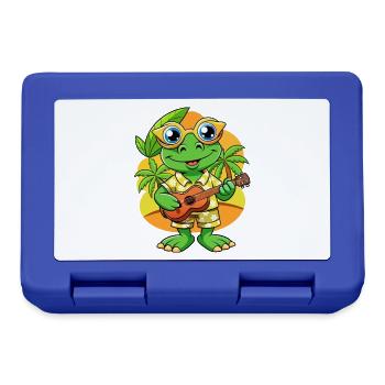 Lustige Frosch Cartoon Sommer Strand Sonnenbrille Gitarre - Brotdose - Royalblau - Vorne