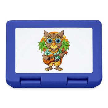 Lustige Eule Cartoon Sommer Strand Sonnenbrille Gitarre - Brotdose - Royalblau - Vorne