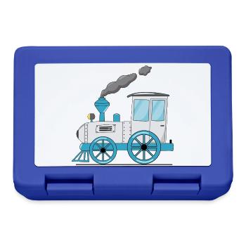 Kinderzug Eisenbahn weiß - Brotdose - Royalblau - Vorne