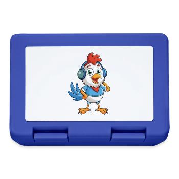 Huhn Lustige Cartoon Figur Kopfhörer Musik - Brotdose - Royalblau - Vorne