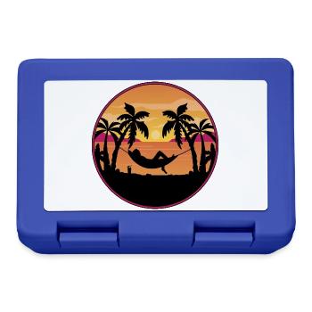 Palm Trees Hammock Sunset - Lunchbox - royal blue - Front