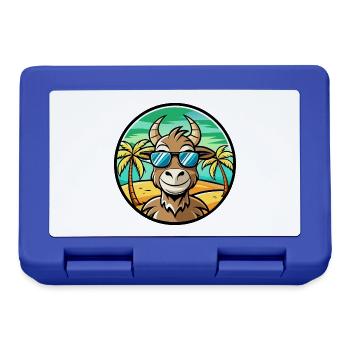 Chèvre Drôle Dessin Animé Plage D’été Lunettes De Soleil Autocollant - Boîte à goûter - bleu royal - Devant