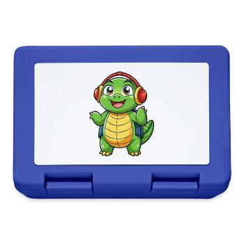 Turtle Funny Cartoon Character Headphone Music - Lunchbox - royal blue - Front