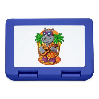 Lustige Nilpferd Cartoon Sommer Strand Sonnenbrille Gitarre - Brotdose - Royalblau - Vorne