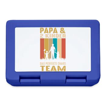 Papa 2 Kinder Chaos Team Geschenk Vater Spruch - Brotdose - Royalblau - Vorne