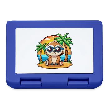 Faultier Lustige Cartoon Sommer Strand Sonnenbrille - Brotdose - Royalblau - Vorne