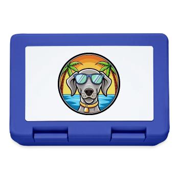 Weimaraner Hund Rasse Cartoon Sonnenbrille Strand - Brotdose - Royalblau - Vorne