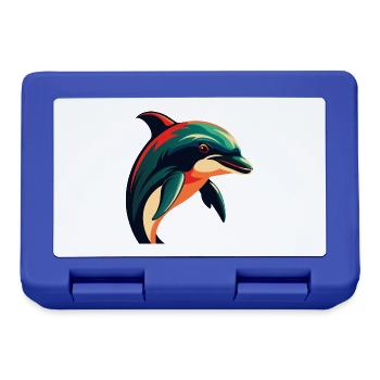 Delphin Cartoon Figur Buntes Haustier Tier - Brotdose - Royalblau - Vorne