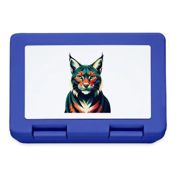 Luchs Zeichentrickfigur Buntes Haustier Tier - Brotdose - Royalblau - Vorne