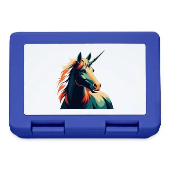 Einhorn Cartoon Figur Buntes Haustier Tier - Brotdose - Royalblau - Vorne
