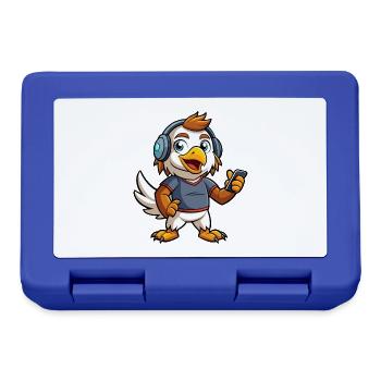 Eagle Funny Cartoon Character Headphone Music - Lunchbox - royal blue - Front