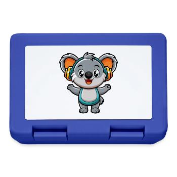Koala Lustige Zeichentrickfigur Kopfhörer Musik - Brotdose - Royalblau - Vorne