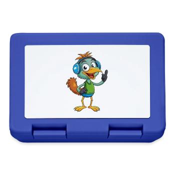 Emu Funny Cartoon Character Headphone Music - Lunchbox - royal blue - Front