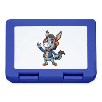 Esel Lustige Cartoon Figur Kopfhörer Musik - Brotdose - Royalblau - Vorne