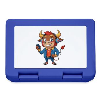 Bull Funny Cartoon Character Musique de casque - Boîte à goûter - bleu royal - Devant