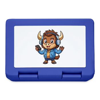 Buffalo Lustige Cartoon Figur Kopfhörer Musik - Brotdose - Royalblau - Vorne