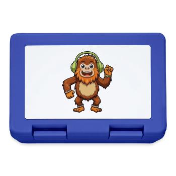 Big Foot Lustige Cartoon Figur Kopfhörer Musik - Brotdose - Royalblau - Vorne