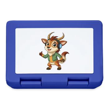 Antilope Lustige Cartoon Figur Kopfhörer Musik - Brotdose - Royalblau - Vorne