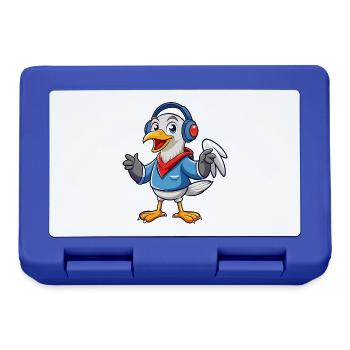Albatross Funny Cartoon Character Musique de casque - Boîte à goûter - bleu royal - Devant