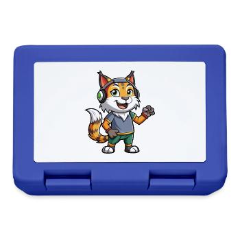 Lynx Funny Cartoon Character Musique de casque - Boîte à goûter - bleu royal - Devant