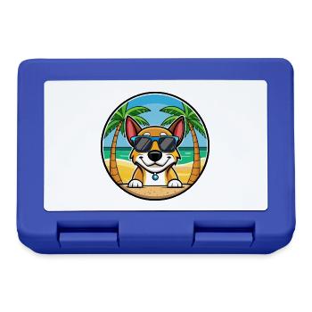 Serbischer dreifarbiger Laufhund Rasse Cartoon Strand - Brotdose - Royalblau - Vorne