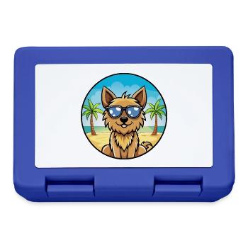 Silky Terrier Hund Rasse Cartoon Sonnenbrille Strand - Brotdose - Royalblau - Vorne