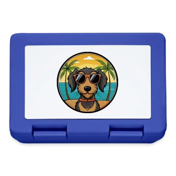 Lunettes de soleil de dessin animé de race de chien teckel à poil dur - Boîte à goûter - bleu royal - Devant