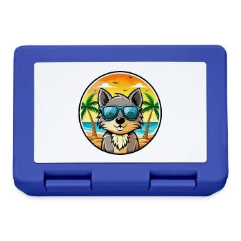 Schipperke Hunderasse Cartoon Sonnenbrille Strand - Brotdose - Royalblau - Vorne