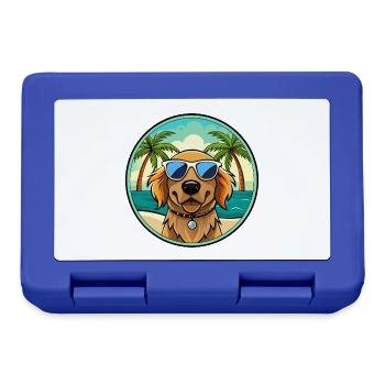 Picardie Spaniel Hund Rasse Cartoon Sonnenbrille Strand - Brotdose - Royalblau - Vorne