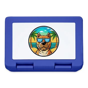 Perro De Presa Canario Hunderasse Cartoon Strand - Brotdose - Royalblau - Vorne