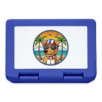 Norwegischer Windhund Dunker Hunderasse Cartoon Strand - Brotdose - Royalblau - Vorne
