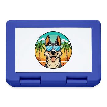 Nordamerikanischer Schäferhund Rasse Cartoon Beach - Brotdose - Royalblau - Vorne