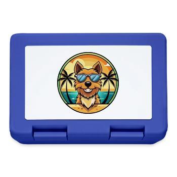 Jagdterrier Hunderasse Cartoon Sonnenbrille Strand - Brotdose - Royalblau - Vorne