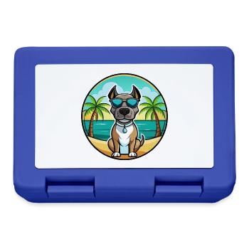 Deutsche Dogge Hunderasse Cartoon Sonnenbrille Strand - Brotdose - Royalblau - Vorne
