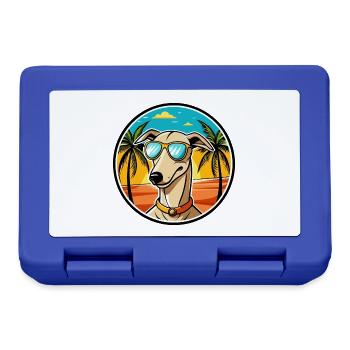 Windhund Hund Rasse Cartoon Sonnenbrille Strand - Brotdose - Royalblau - Vorne