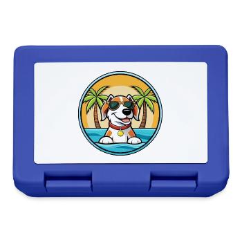 Estnischer Windhund Rasse Cartoon Sonnenbrille Strand - Brotdose - Royalblau - Vorne