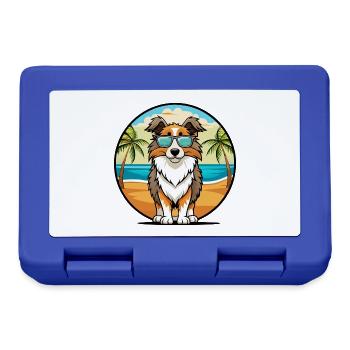 Berger anglais Chien Race Dessin Animé Lunettes De Soleil Plage - Boîte à goûter - bleu royal - Devant