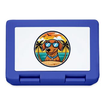 Dunker Hunderasse Cartoon Sonnenbrille Strand - Brotdose - Royalblau - Vorne