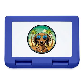 Dackel Hunderasse Cartoon Sonnenbrille Strand - Brotdose - Royalblau - Vorne