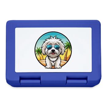 Coton De Tulear Hunderasse Cartoon Sonnenbrille Strand - Brotdose - Royalblau - Vorne