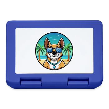 Australian Cattle Dog Rasse Cartoon Sonnenbrille Strand - Brotdose - Royalblau - Vorne