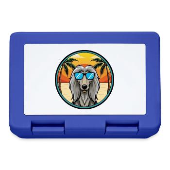Afghanischer Windhund Hunderasse Cartoon Sonnenbrille Strand - Brotdose - Royalblau - Vorne