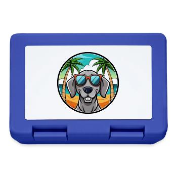 Weimaraner Hund Rasse Cartoon Sonnenbrille Strand - Brotdose - Royalblau - Vorne