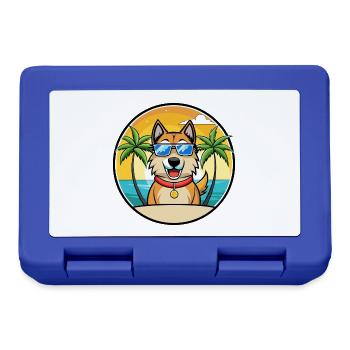 Schäferhund Rasse Cartoon Sonnenbrille Strand - Brotdose - Royalblau - Vorne