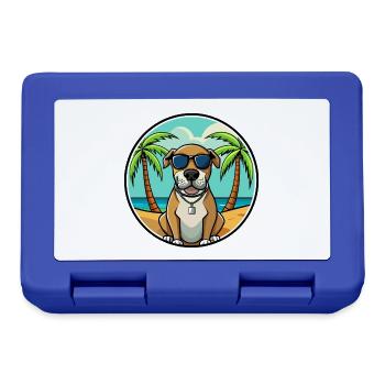 Spanische Dogge Hund Rasse Cartoon Sonnenbrille Strand - Brotdose - Royalblau - Vorne