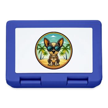 Russische Spielzeug Terrier Hund Rasse Cartoon Sonnenbrille - Brotdose - Royalblau - Vorne