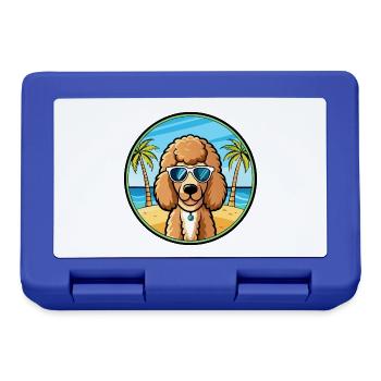 Pudel Hund Rasse Cartoon Sonnenbrille Strand - Brotdose - Royalblau - Vorne